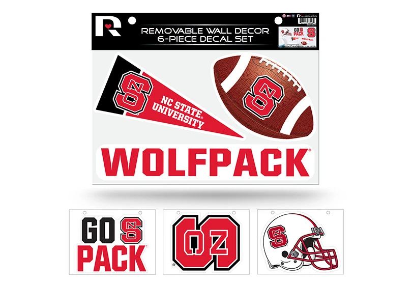 NORTH CAROLINA NC STATE WOLFPACK REMOVABLE WALL DECOR 6pc SET PREMIUM DECALS - Image 1 of 1