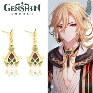 Genshin Impact Sumeru Kaveh Cosplay Earrings Dehya Gold Triangle Drop Earrings - Picture 1 of 68