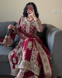 Pakistani Eid Dress Salwar Kameez Ready To Wear Suit Wedding Party Bollywood New - Picture 1 of 8