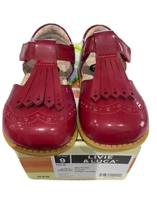 NEW Livie & Luca Red Patent Leather Felix Mary Jane T-Back 9 - Picture 1 of 5