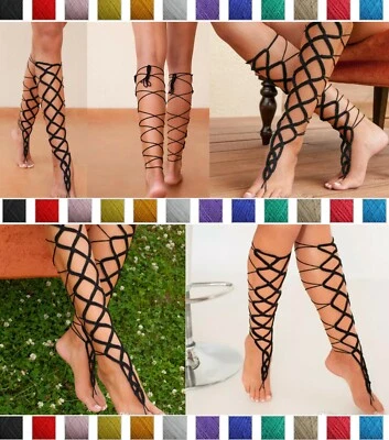 Mujeres Gladiador Estilo Sandalias Descalzas Crochet Sexy Calentadores de Piernas Moda Encaje Foto 1 de 4