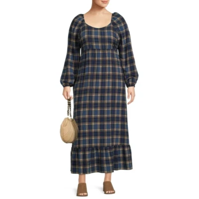 Vestido maxi Terra & Sky feminino plus size gola querida raglan, 1X (16W-18W) - Imagem 1 de 4