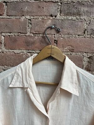 Vintage Paul Stuart Women Camp Shirt Sz Medium, Peach 100% Linen, Italy - Image 1 of 4