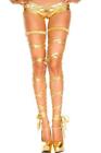 Roman Metallic Gold Greek Ladies Costume Leg Wraps Stockings Rave Cross Bandage 