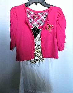 Southpole Girls Hot Pink Blouse Attached Long White Logo Tank Top XL 14-16 New - Picture 1 of 12