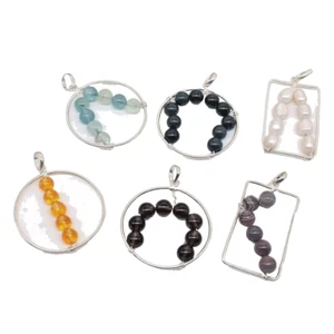 Ball Crystal Silver Pendant Jewelry Mix Lot 6 Pcs 925 Silver Plated Jewelry 2" - Picture 1 of 4