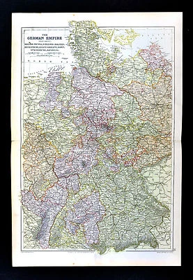 1883 Weller Map - German Empire Germany Berlin Bavaria Frankfurt Hanover Hamburg - Image 1 of 3