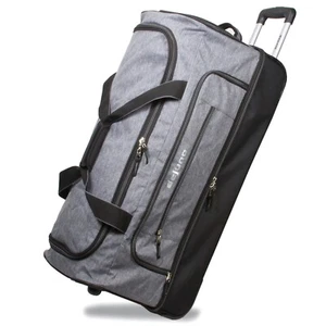 Dejuno 32-Inch Lightweight Denim Drop Bottom Rolling Duffel Bag - Grey - Picture 1 of 4
