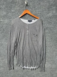 Five Four Shirt Mens Large Grey 3 Button Thermal Long Sleeve Sweatshirt Mens - Picture 1 of 7