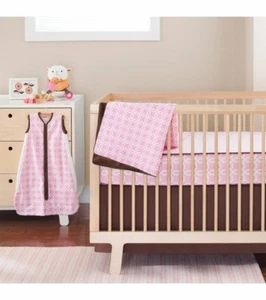4 pc Skip Hop Pink Lattice Complete Sheet Crib Bedding Set NIP - Picture 1 of 11