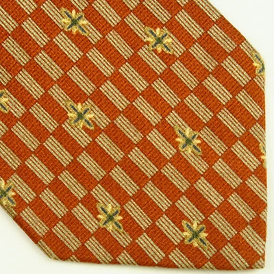 Colours by Alexander Julian Mens Neck Tie Orange Tan Checker Pattern 57x4 USA - Image 1 of 4