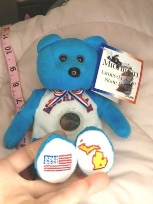 Oso Michigan coleccionable edición limitada oso estatal, recubierto MI cuarto Foto 1 de 4