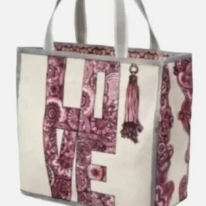 Brighton Cream and Pink Tote Bag with Decorative Tassel - Picture 1 of 9