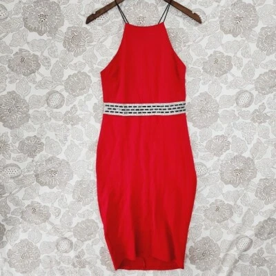 a'gaci Body con Strap Crisscross Midi Red Dress L - Image 1 of 4