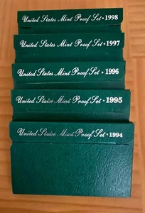 Complete Set of 5 U.S. Mint Clad Proof Sets (1994–1998) – Uncirculated San Franc - Picture 1 of 6