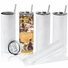 4 Pack 20 Oz Sublimation Blank White Skinny  Stainless Steel Insulated Tumblers