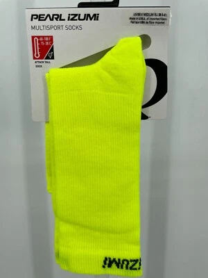 Meias multiesportivas femininas Pearl Izumi ataque alto tamanho M amarelo gritante secagem rápida - Imagem 1 de 4
