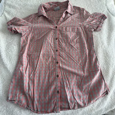 Columbia Blouse  Womens Size Small Pink /gray Short Sleeve Button Fishing hiking - Изображение 1 из 4