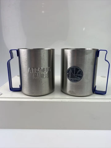 Golden State Warriors Moscow Mule Mugs Stainless Steel Metal Absolut Vodka 10 oz Cover