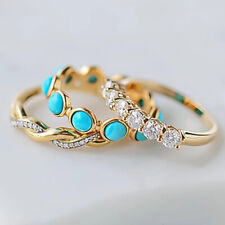 3pcs/set Elegant Women White Sapphire Rings Gold Gemstone Wedding Jewelry Gifts