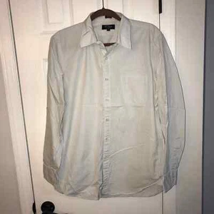 J Crew 2-lagiges Knopfleiste-Shirt 16-16,5 gestipt LG - Bild 1 von 5
