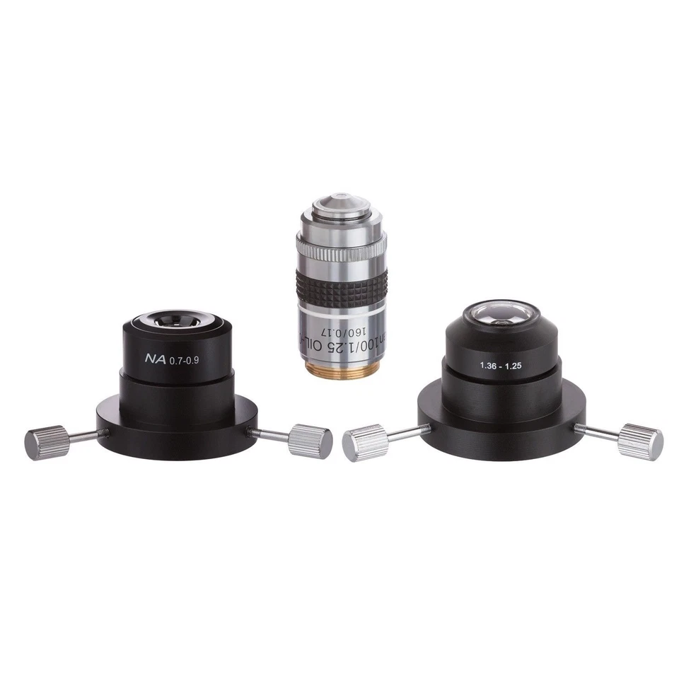 Juego de objetivos de microscopio AmScope Dry & Oil Darkfield Condensador & Plan Iris 490 Foto 1 de 1