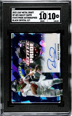 2022 Leaf Metal Draft Bailey Zappe BLACK CRYSTAL /7 SGC 10 w/10 AUTO (3/7) - Image 1 of 2
