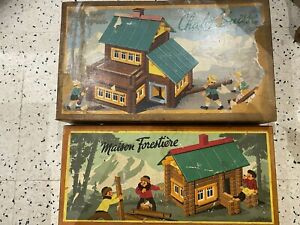 jouet vintage 1950 2 boites de jeu construction Jeujura 