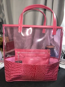 Alice.d Medium Clear PVC with Pink Italian Leather Tote, NWT - Picture 1 of 9