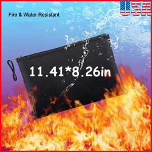 2000℉ Fire Proof money Bag Fireproof Document Pouch Waterproof Safe Cash Storage - Picture 1 of 12