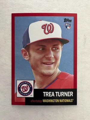 Trea Turner RC Red #d 32/50 - 2016 Topps Archives Rookie – Nationals - Phillies - Image 1 of 2