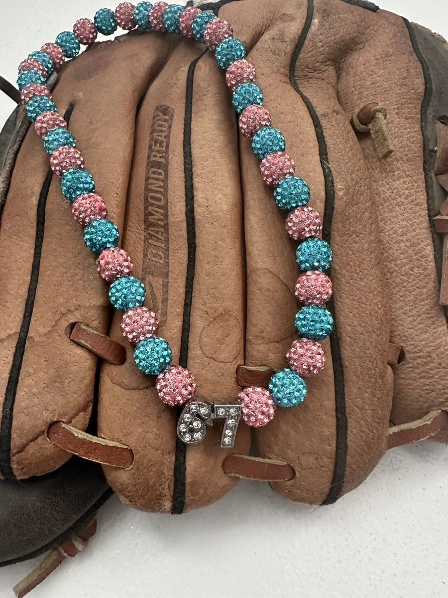 Baseball Bling Rhinestone Necklace - 20 Inch Sparkling Statement Necklace For Fans & Athletes - View #3