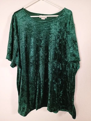 Blusa de terciopelo verde para mujer Anthony Richards AmeriMark talla 3X Plus... Foto 1 de 4