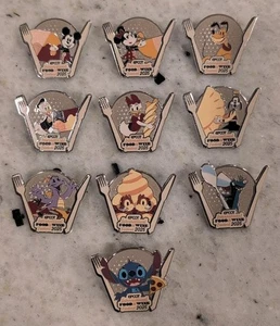Disney Parks 2025 Food & Wine Festival Mystery Box Complete 10 Pin Set - Picture 1 of 6