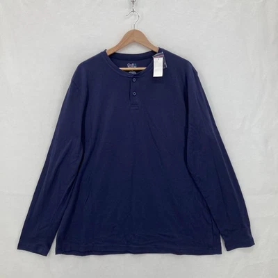 Camisa Croft & Barrow Para Hombres XL Azul Marino Henley Manga Larga Salón Tejido Top Informal Nueva con Etiquetas Foto 1 de 4