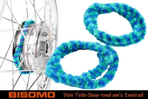 2x anillos de limpieza de buje 56 cm azul verde ciclomotor Simson S50 KR51 E-Bike bicicleta anillos de limpieza - Imagen 1 de 7