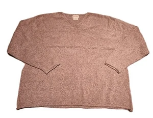 Vintage St Johns Bay V-neck Sweater Beige XXL Knit 90s USA Made Raw Hem Mens - Picture 1 of 15