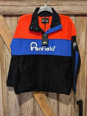 Penfield Mens Raspberry Sharma Fleece Jacket $130 NWT Red/Blue/Black Color Block - Image 1 of 4