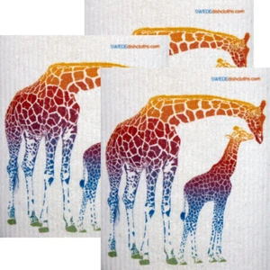 Colorful Giraffe Set of 3 each Swedish Dishcloths | ECO Friendly Absorbent  - Picture 1 of 1