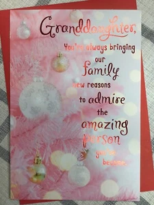 Hallmark Frohe Weihnachten Karte Amazing Granddaughter 8x5,25 Expressions Pink Tree - Bild 1 von 3