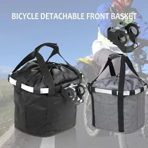 Bicycle Front Folding Basket Cat Dog Carrier Removable Bike Handlebar Bag Oxford - Picture 1 of 14