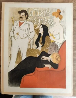 STEINLEN T.A. Affiche "La traite des blanches" 1899. Lithographie couleurs - Photo 1/4
