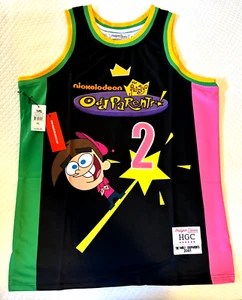 FAIRLY ODD PARENT Copricapo Classics Maglia Basket Nera ~ Taglia XL ~ Nuova con etichette - Foto 1 di 6