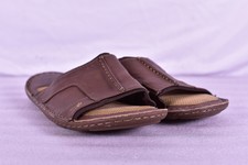 Margaritaville Men Leather Slides Shoes Size 9 Dark Brown # Mfm181314