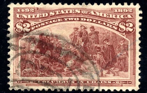 US 242 Columbian Exposition $2 1893 Columbus in Chains PSAG grade 95 used - Picture 1 of 3