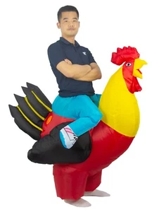 JYZCOS aufblasbares Hahnkostüm Erwachsene Reiten auf Huhn Halloween Blowup Anzug - Bild 1 von 6