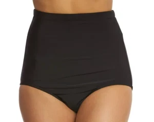 NEW Penbrooke Swimwear Solid Ultra High Waist Pants Bikini Bottom Black Size 8 - Picture 1 of 2