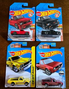 Mattel Hot Wheels Small Trucks Syclone Red & Black Datsun 620 Volkswagen Caddy - Picture 1 of 3