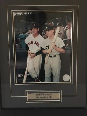 Ted Williams Boston Red Sox & Mickey Mantle NY Yankees Framed Matted Photo - Image 1 of 4