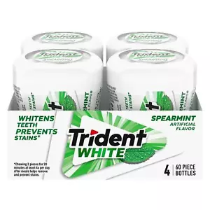 Trident White Spearmint Sugar Free Gum, 4 Bottles of 60 Pieces (240 Total Pieces - Picture 1 of 5
